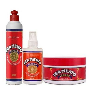 Kit Fermento Capilar Shampoo 300ml+Leave in 200ml+ Mascara 250g